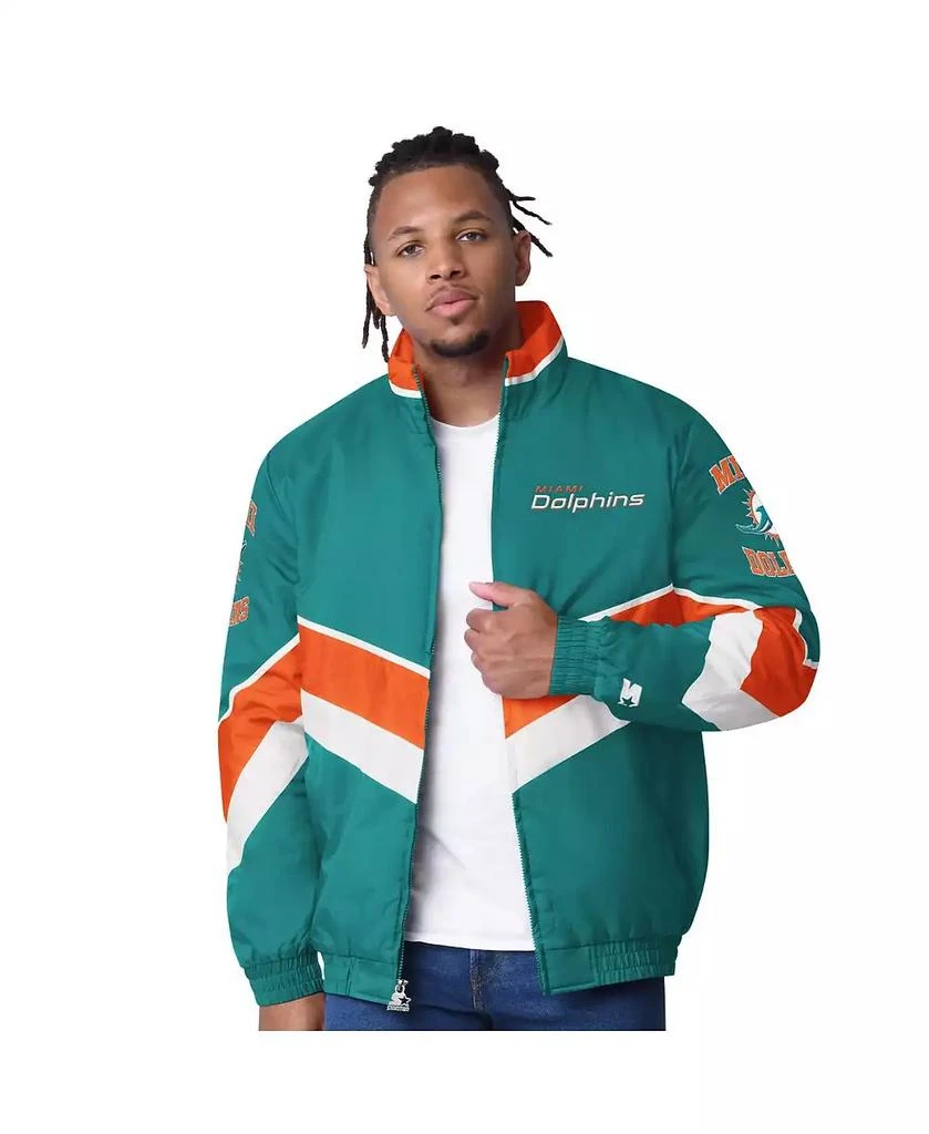 Starter Men's Aqua Miami Dolphins Captain Satin Varsity Jacket 1