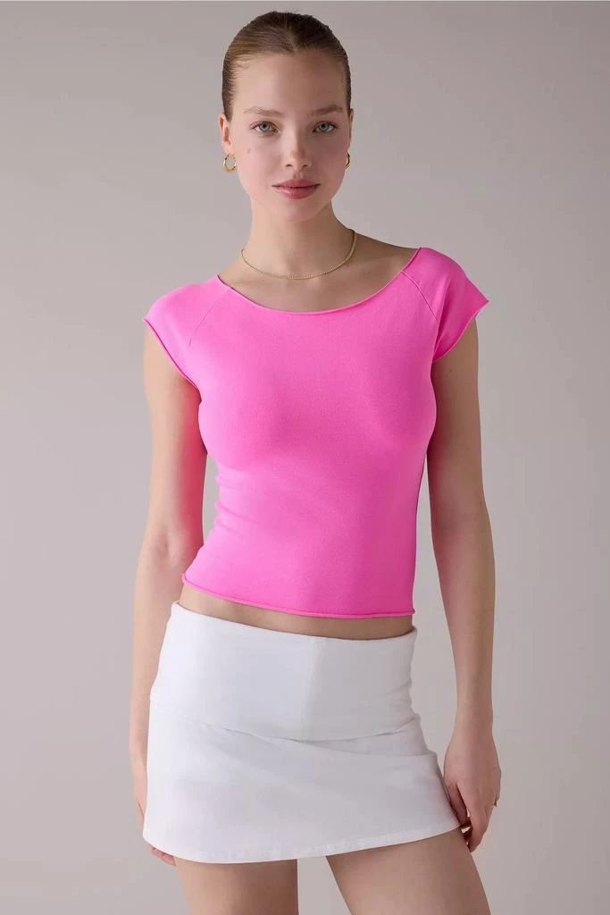 Out From Under Out From Under Cotton Compression Boatneck Cropped Tee