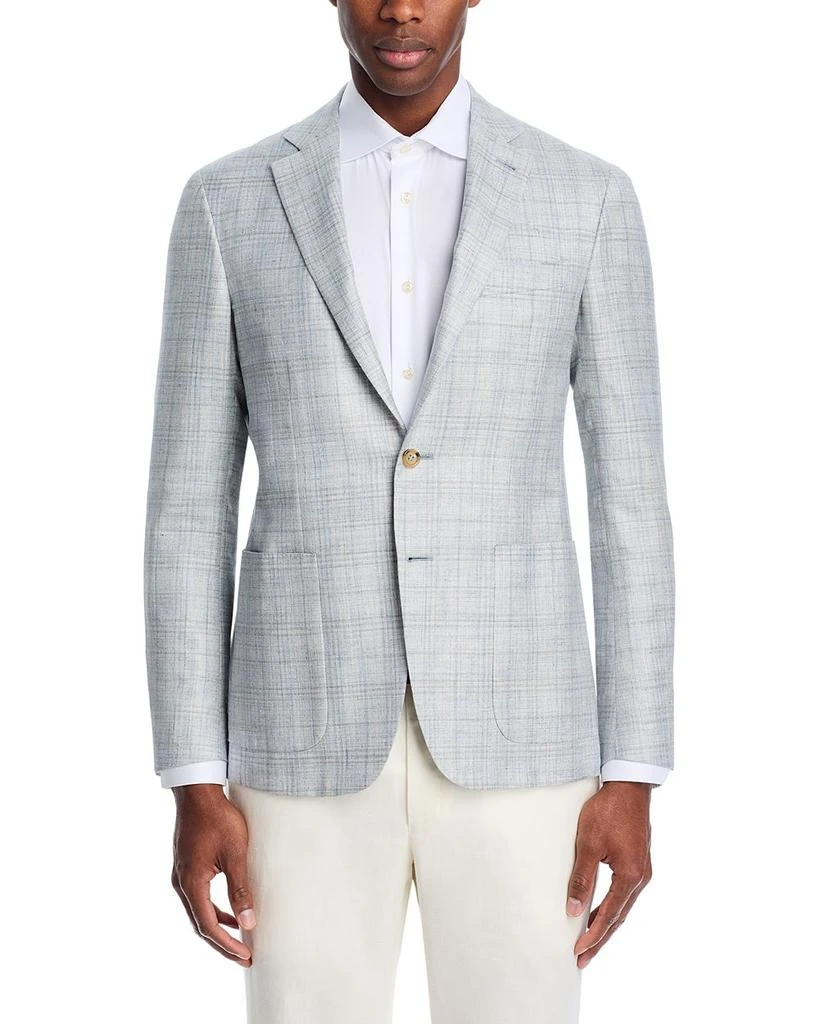 Canali Kei Wool, Silk & Linen Plaid Unstructured Regular Fit Sport Coat 5