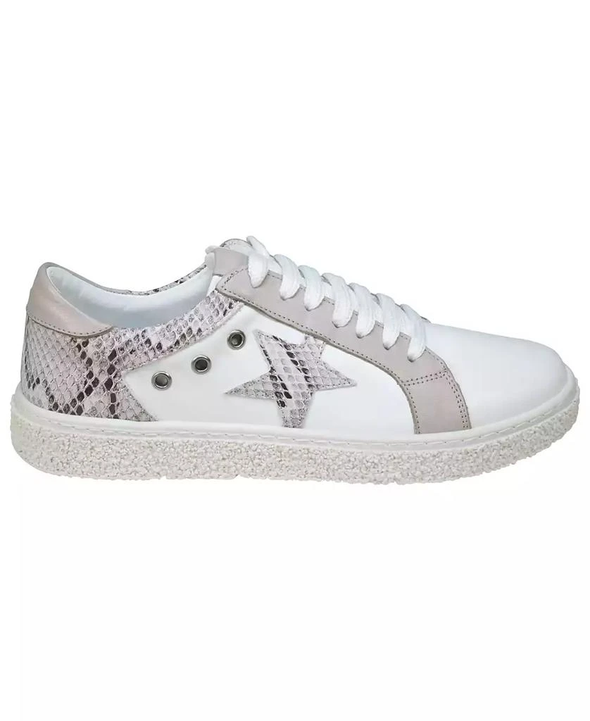 Cools 21 Women's Charlee Snakeskin Two-Tone Star Motif Lace Up Sneakers 5