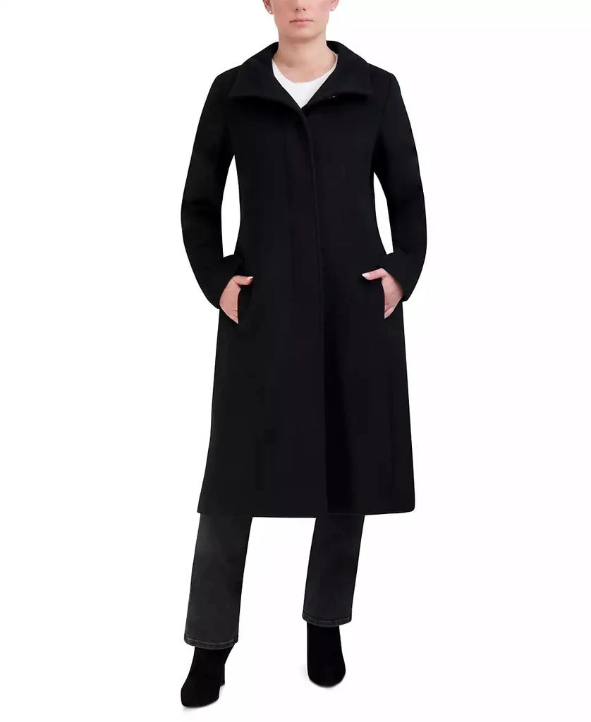 Cole Haan Womens Stand-Collar Single-Breasted Wool Blend Coat 1