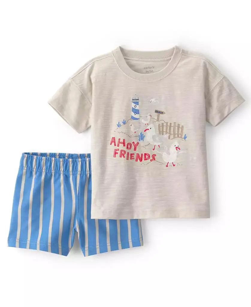 Carter's Boys' Toddler 2T-5T Seagull Top and Shorts, 2-Piece Set