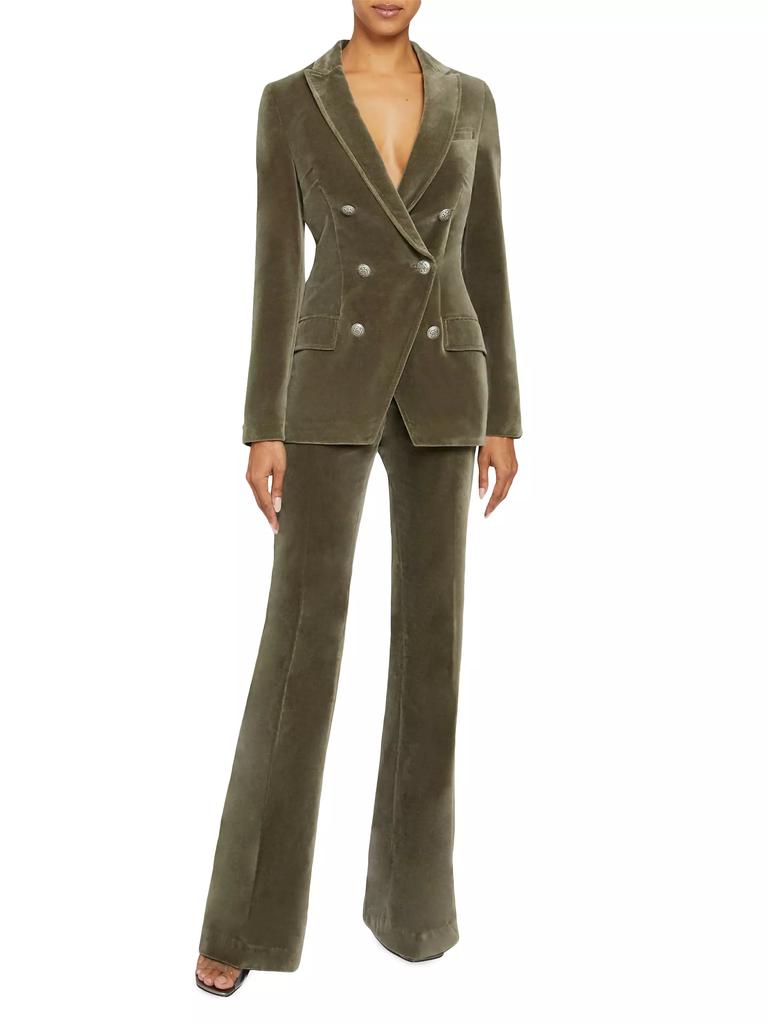 Santorelli Velvet High-Waist Flared Pants