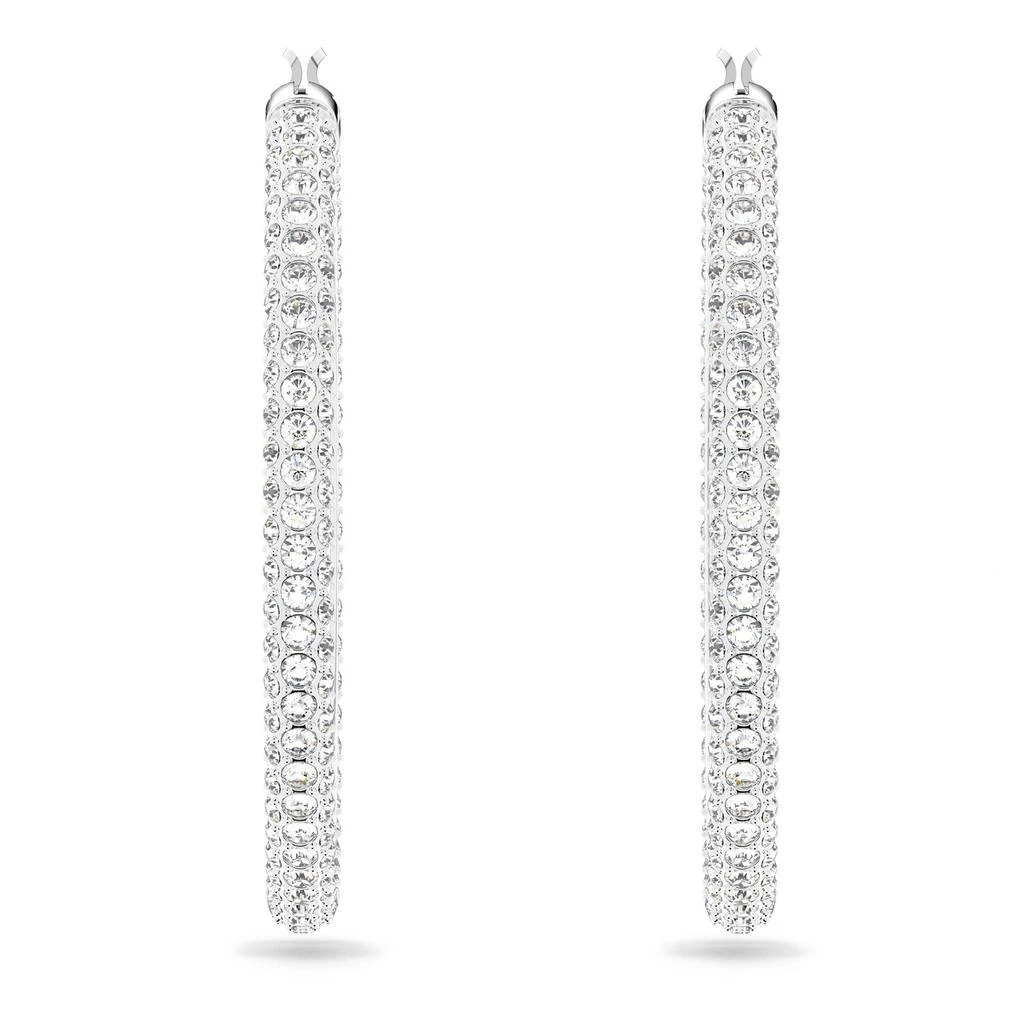 Swarovski Stone hoop earrings pave large white rhodium plated 5