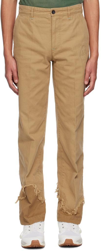 Facetasm Beige Frayed Trousers