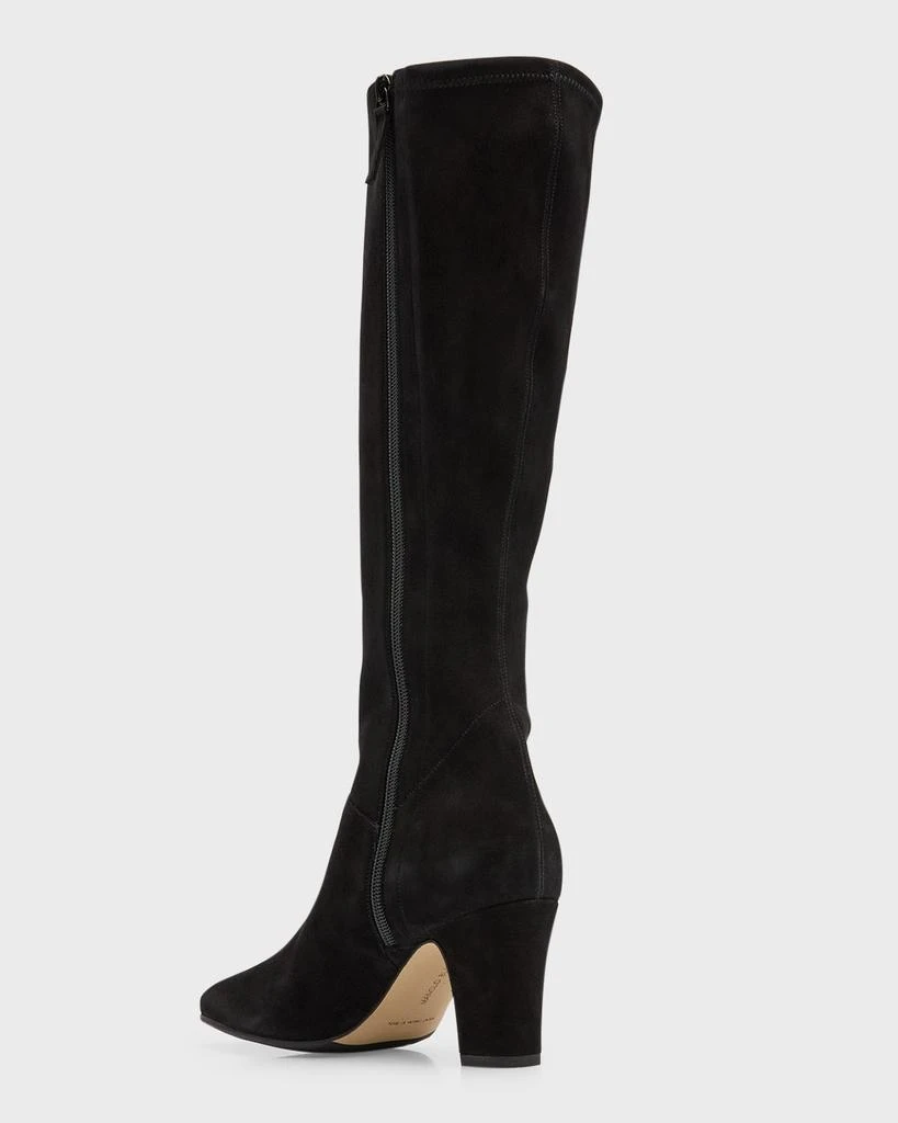 Manolo Blahnik Pitana Suede Block-Heel Knee Boots 3