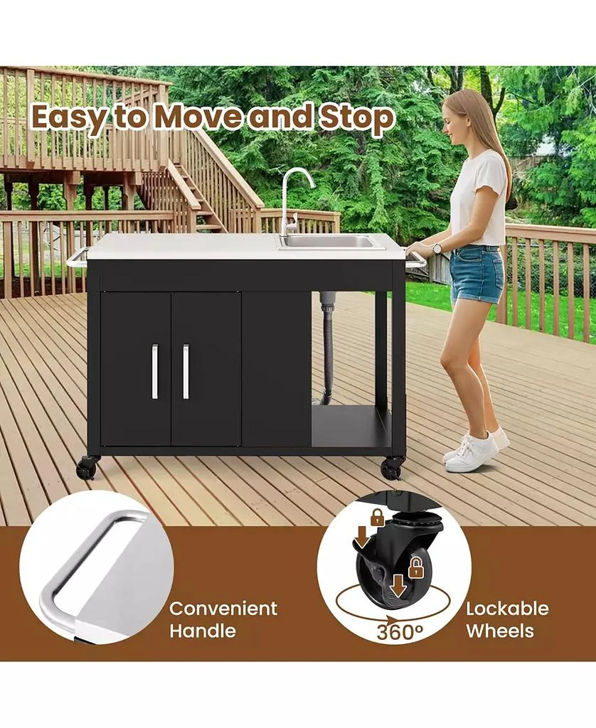 Ecooso 56 Inches Outdoor Grill Table with Sink and Stainless Steel 6