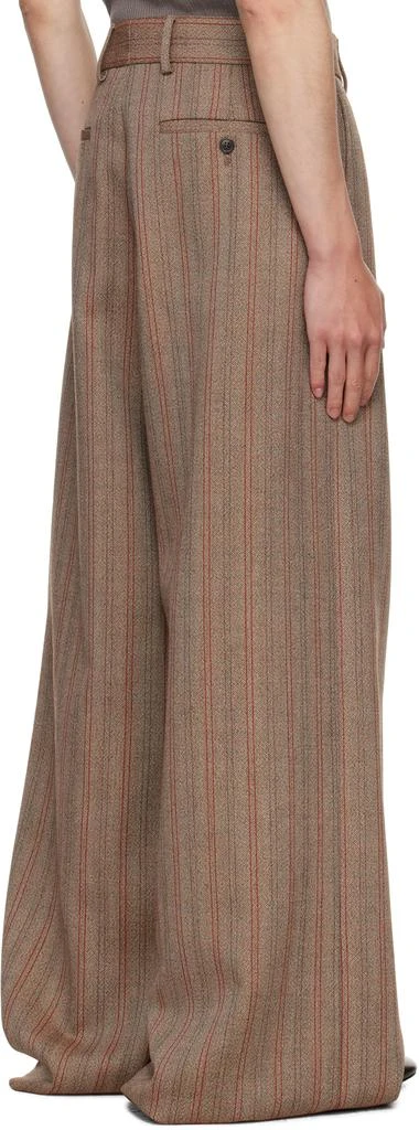 Dries Van Noten Tan Wide Pleated Trousers 3