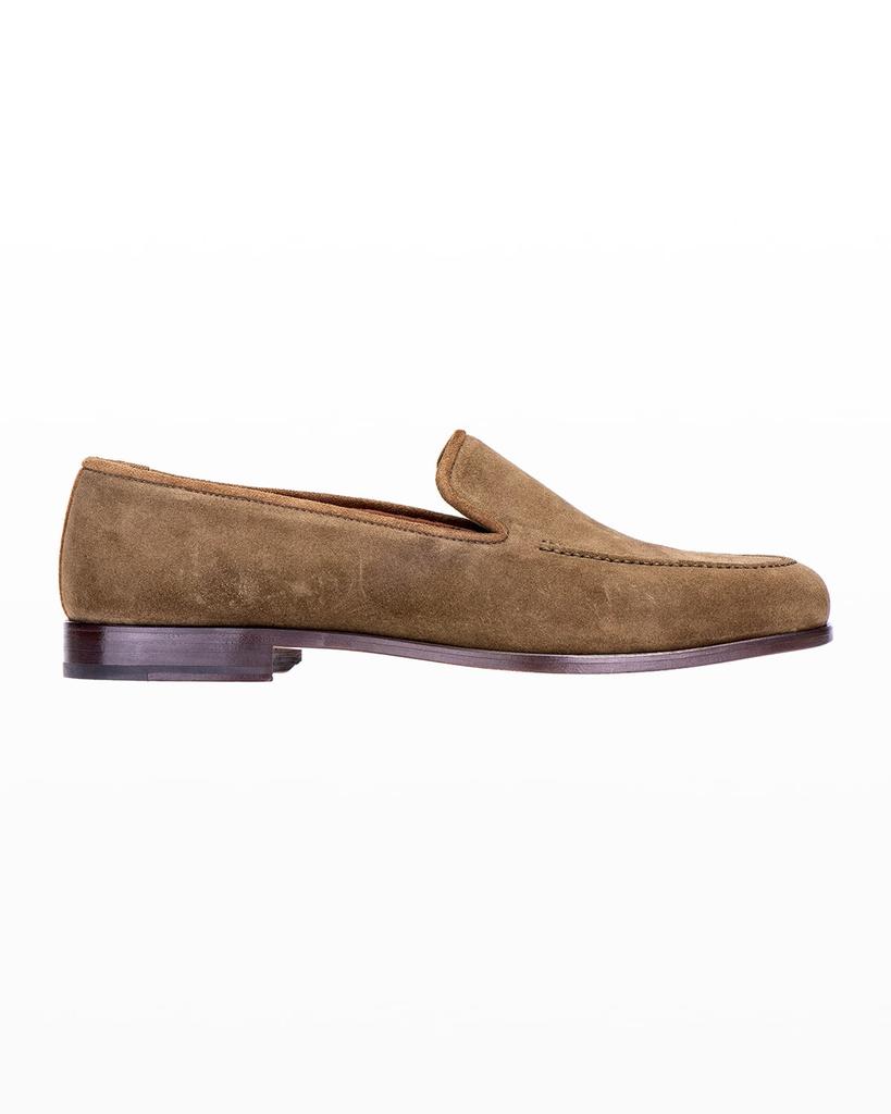 Stubbs and Wootton Men's Venetian Apron-Toe Suede Loafers