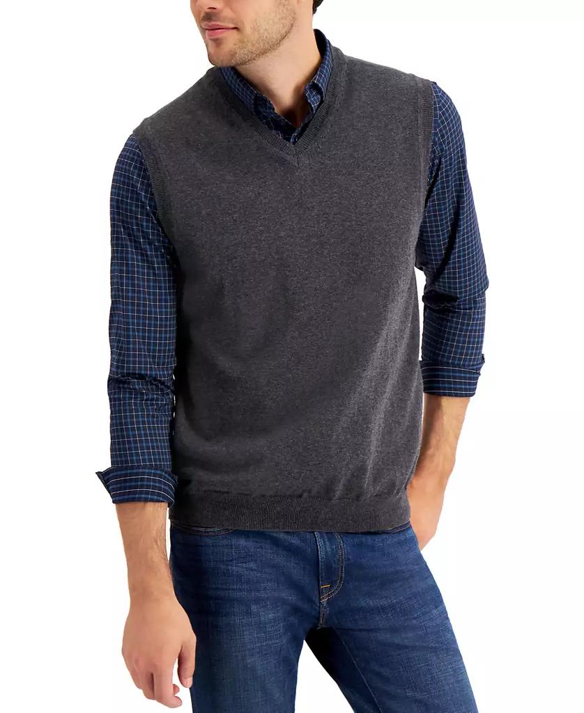 Club Room Men's Solid V-Neck Sweater Vest, Created for Macy's