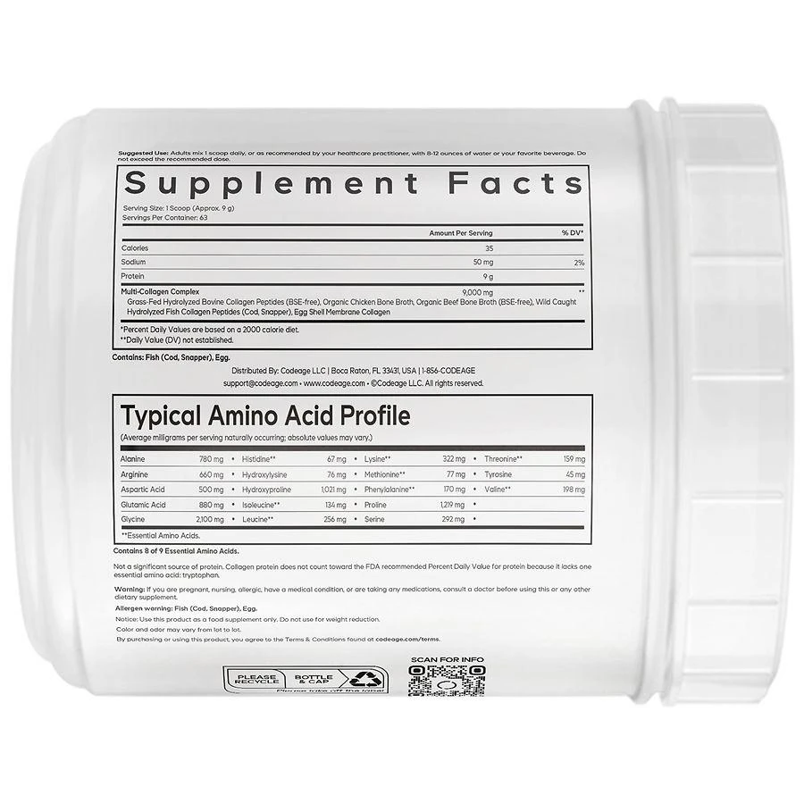 Codeage Multi Collagen Protein Powder Peptides Unflavored 6