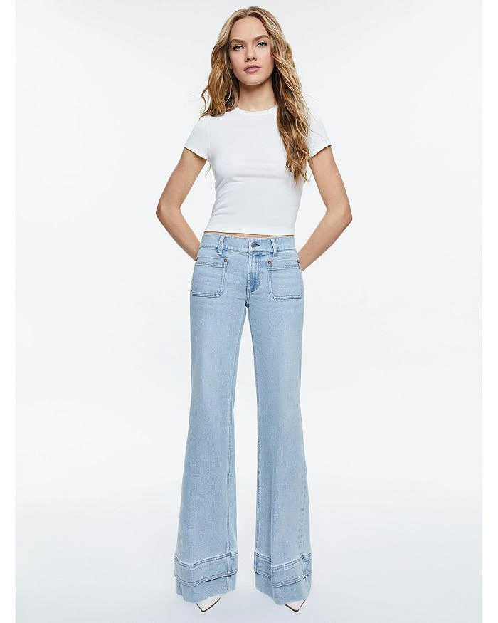 Alice + Olivia Brian Mid Rise Wide Leg Jeans in Leonltblue 2