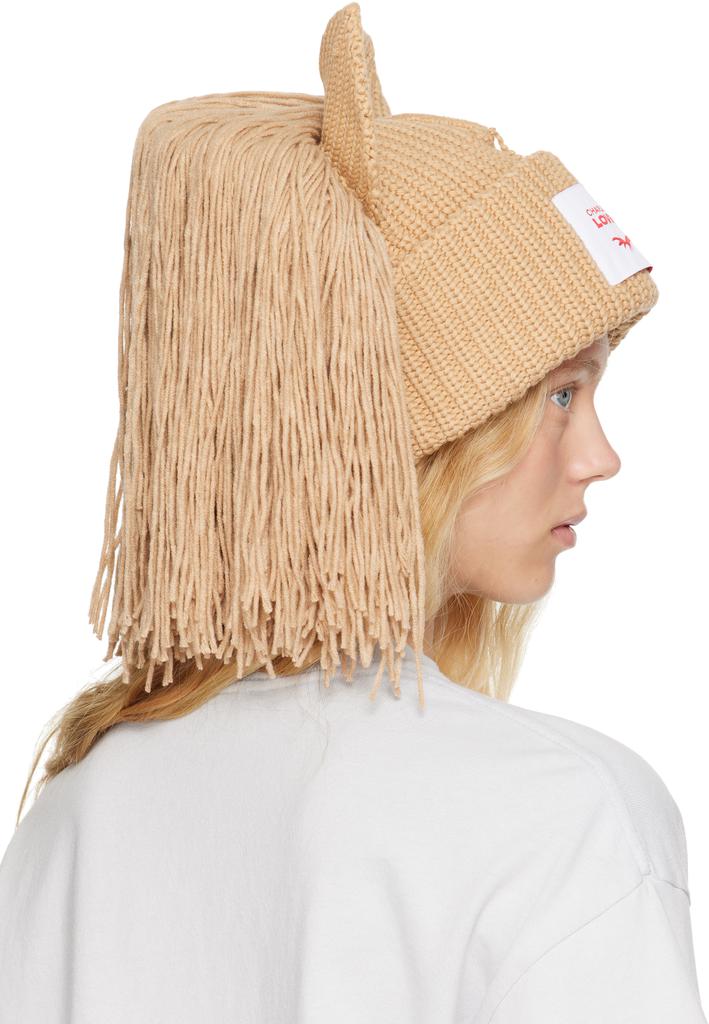 帽子 CHARLES JEFFREY LOVERBOY Lion Beanie Charles Jeffrey Loverboy Beige Supersized Lion Beanie - Hats