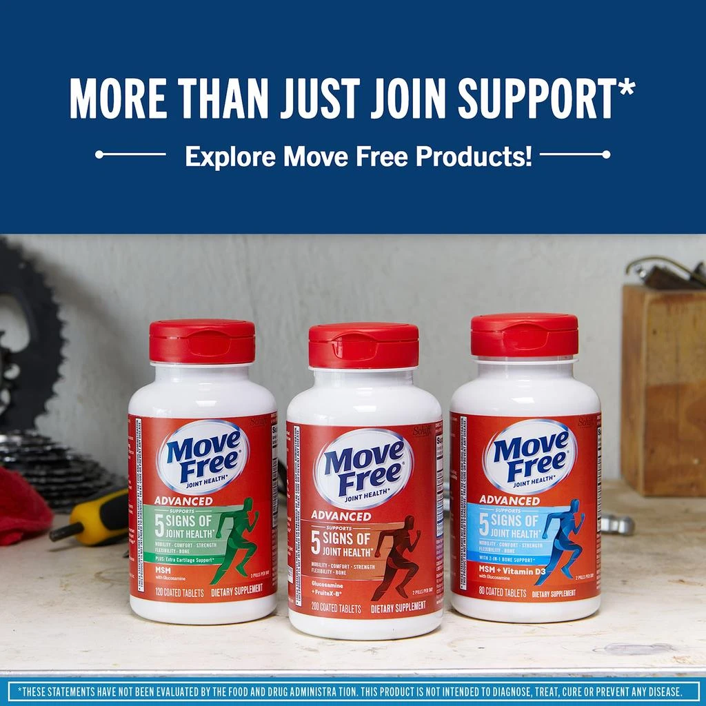 Move Free Move Free Advanced Glucosamine Chondroitin MSM + Vitamin D3 Joint Support Supplement, Supports Mobility Comfort Strength Flexibility 
Bone + Immune Health - 120 Tablets (60 servings)* 6