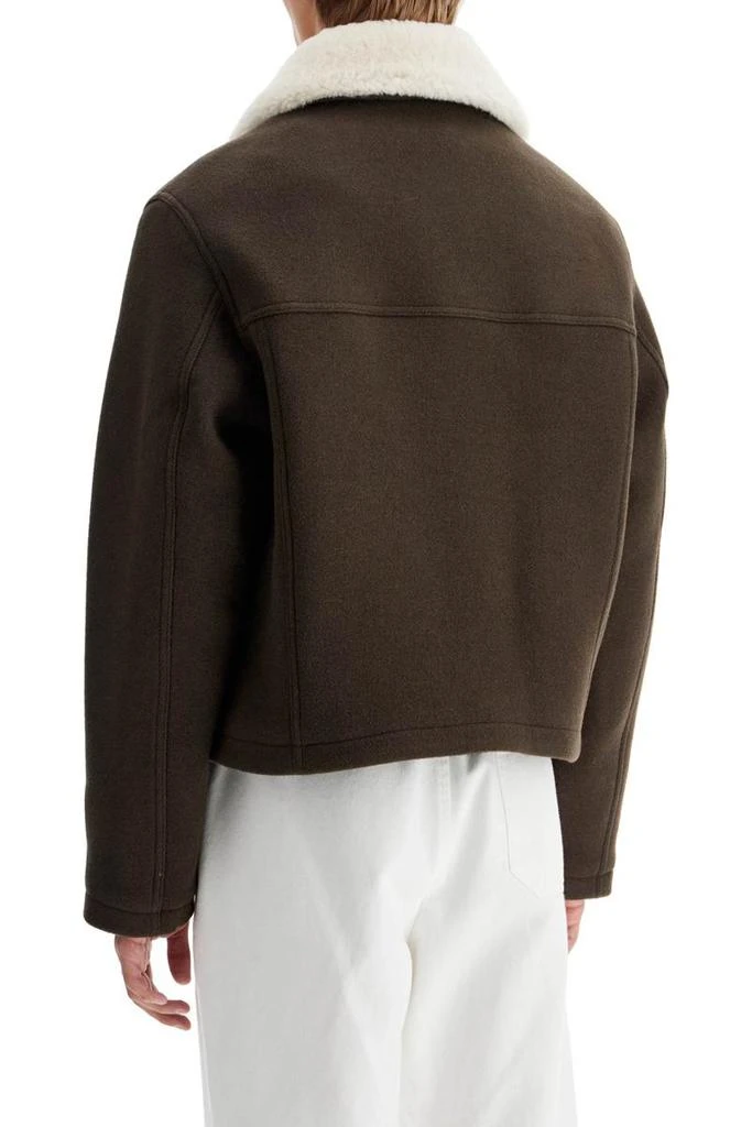 AMI boxy shearling jacket with collar 3