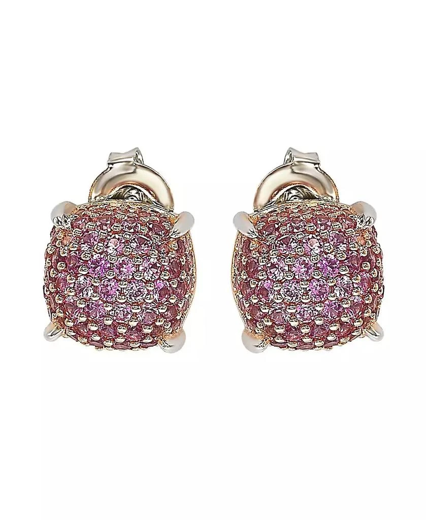 Suzy Levian New York Sapphire Pave Puff Stud Earrings in Sterling Silver