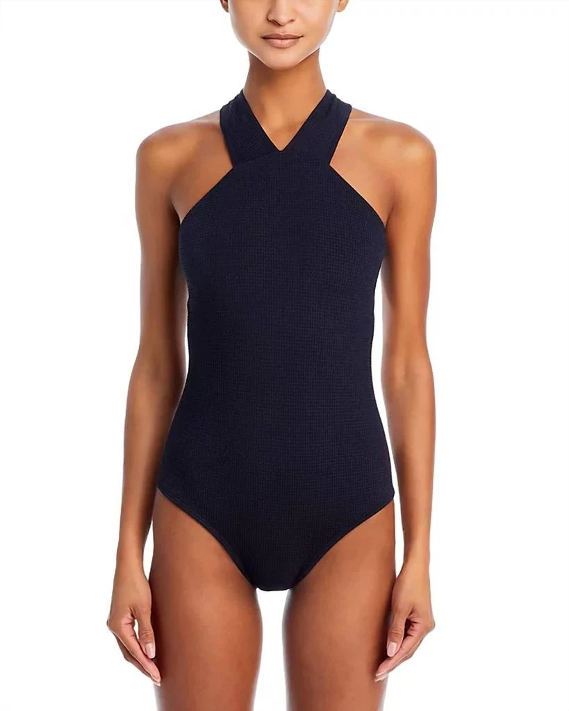 Shoshanna Plisse High Neck One Piece Swimsuit In Black 2