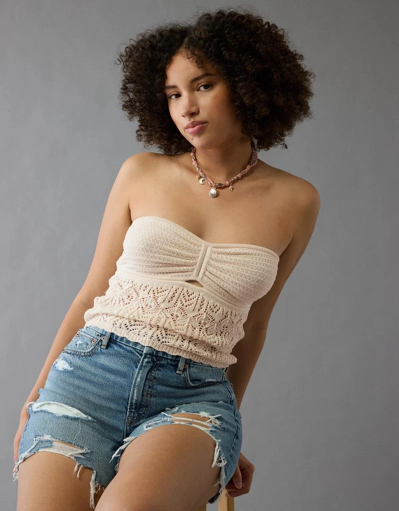 AE AE Cropped Crochet Tube Top 1
