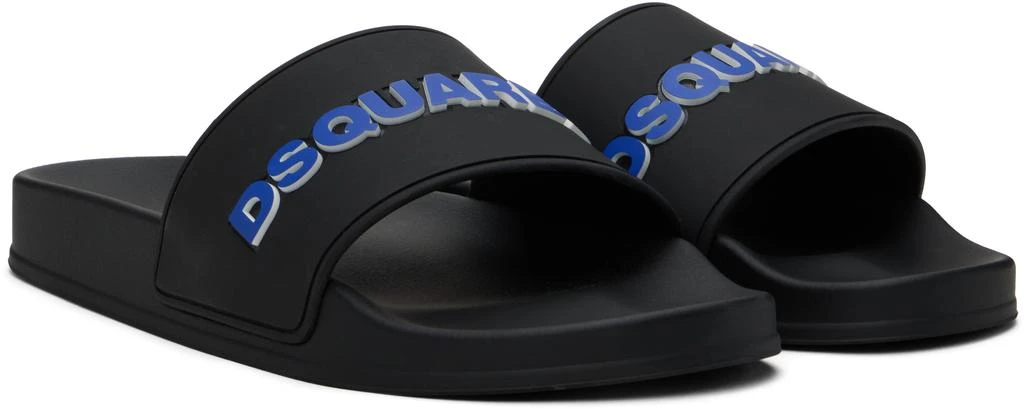 DSQUARED2 Black 'DSQUARED2' Logo Pool Slides 4