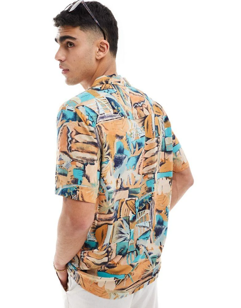 ASOS ASOS DESIGN relaxed revere shirt with vintage abstract hawaiian print 4