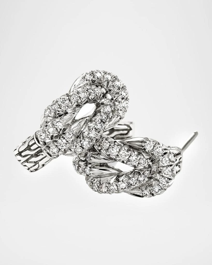 John Hardy Sterling Silver Pave Love Knot Hoop Earrings, 13mm 3