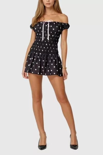 Edikted Edikted Jonie Scrunch Polka Dot Mini Dress 3
