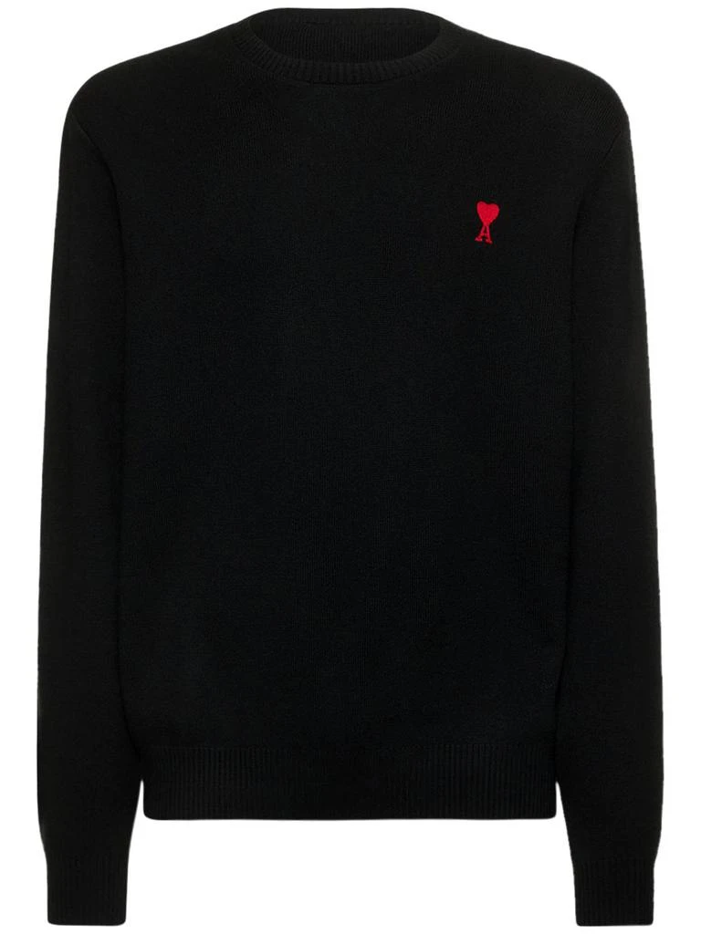 AMI Heart Patch Knit Wool Sweater 1