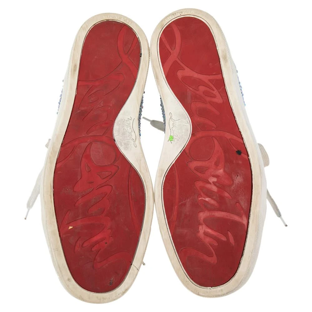 Christian Louboutin Christian Louboutin Light Blue Leather Crystals Embellished Louis Orlato High Top Sneakers Size 38 6
