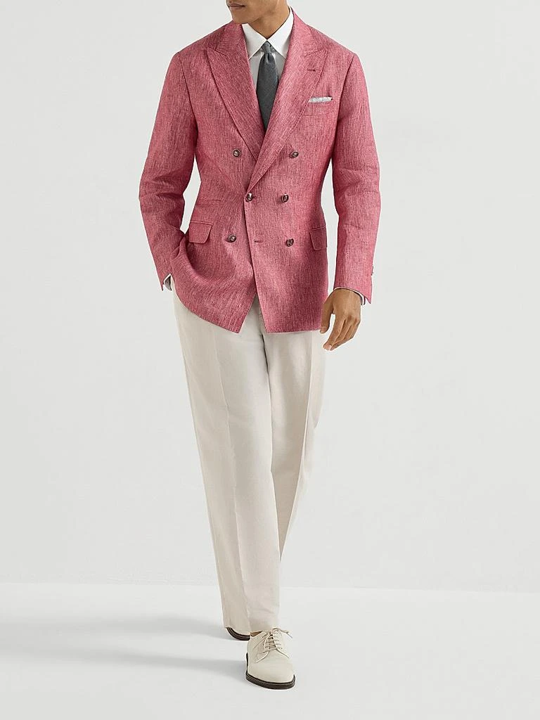 Brunello Cucinelli Linen Denim One and A Half Breasted Deconstructed Blazer with Metal Buttons 6