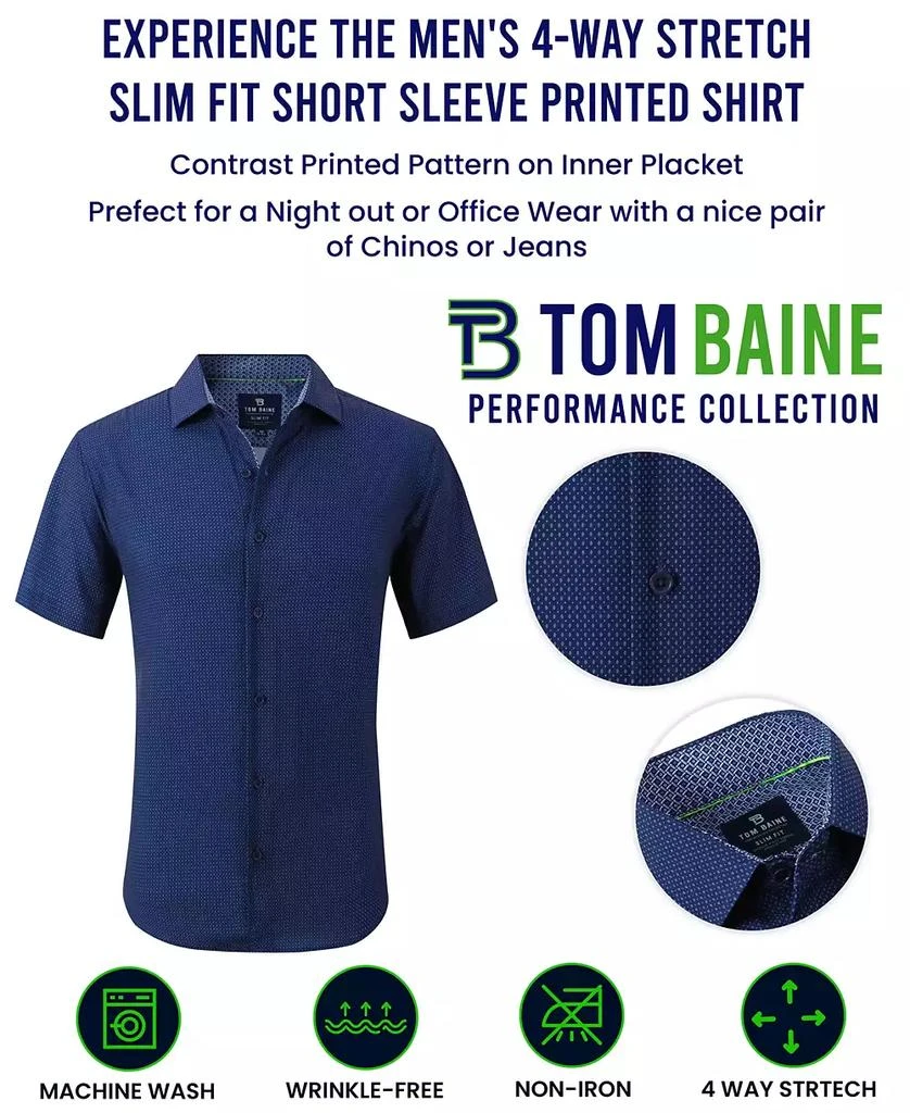 Tom Baine Men's Slim Fit Short Sleeve Performance Button Down Dress Shirt 5