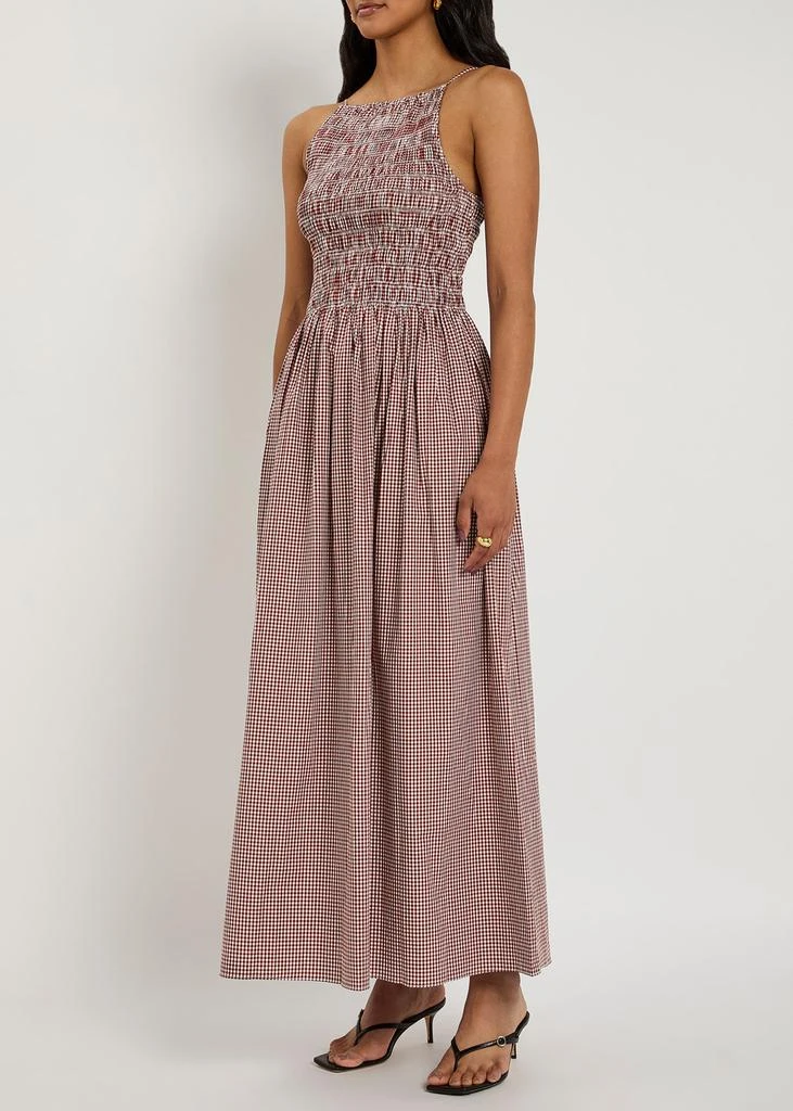 Faithfull The Brand Laia Shirred Gingham Maxi Dress - Red