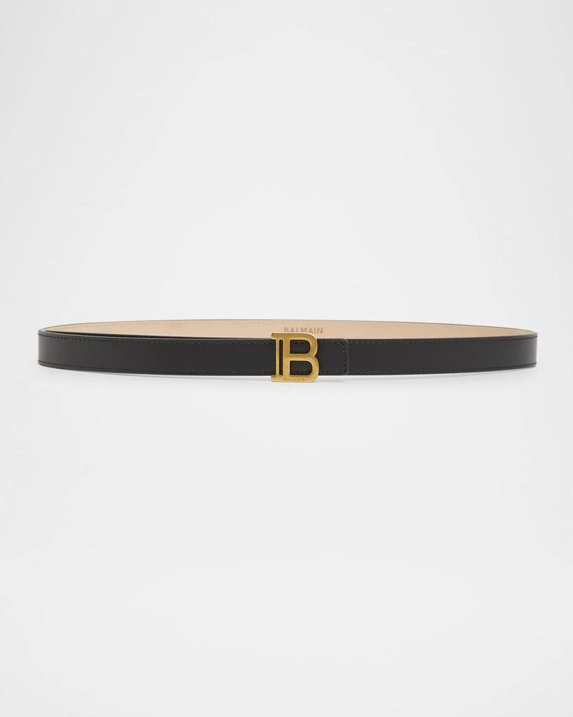 Balmain B-Monogram Calfskin Medium Leather Belt - Belts 
