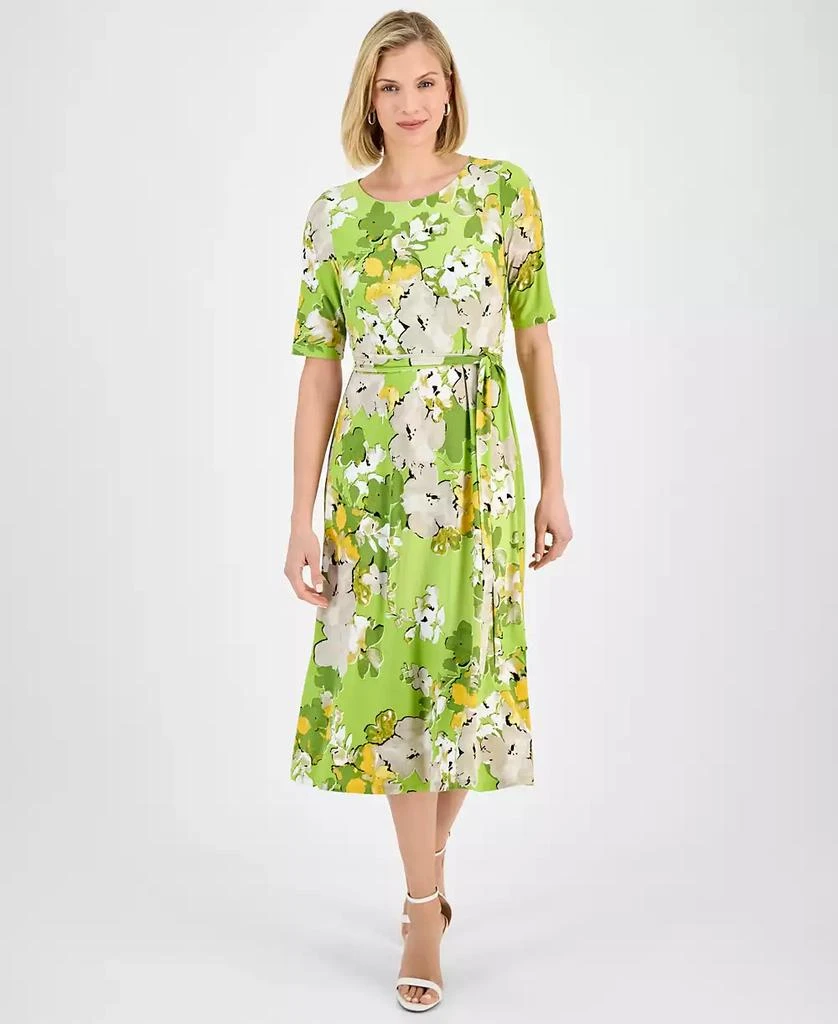 Kasper Women's Floral-Print Belted Fit & Flare Dress, Regular & Petite 1