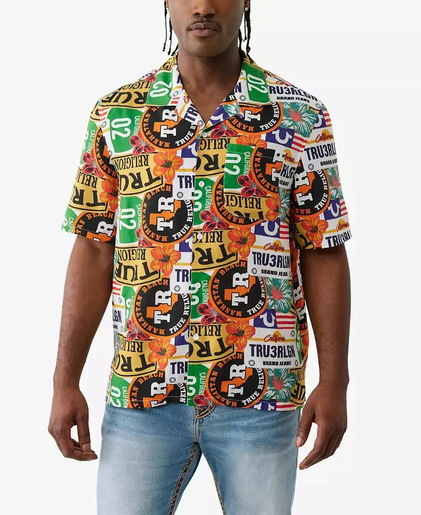True Religion Men's Short Sleeve Allover Print Camp Shirt 1