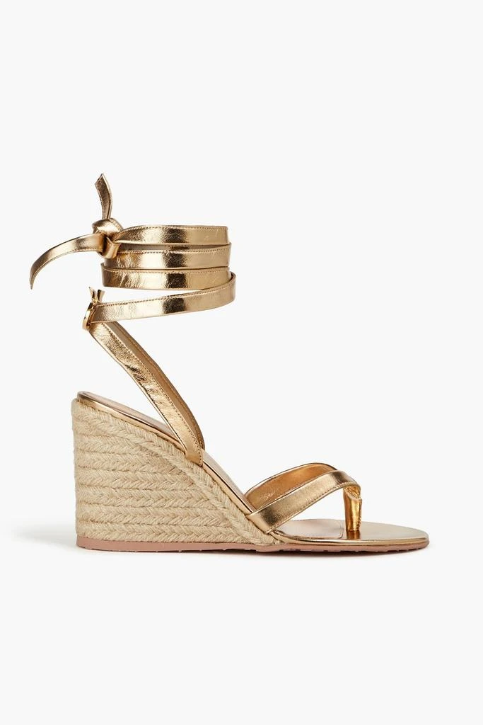 Gianvito Rossi Ribbon Beachclub metallic leather wedge espadrilles 1