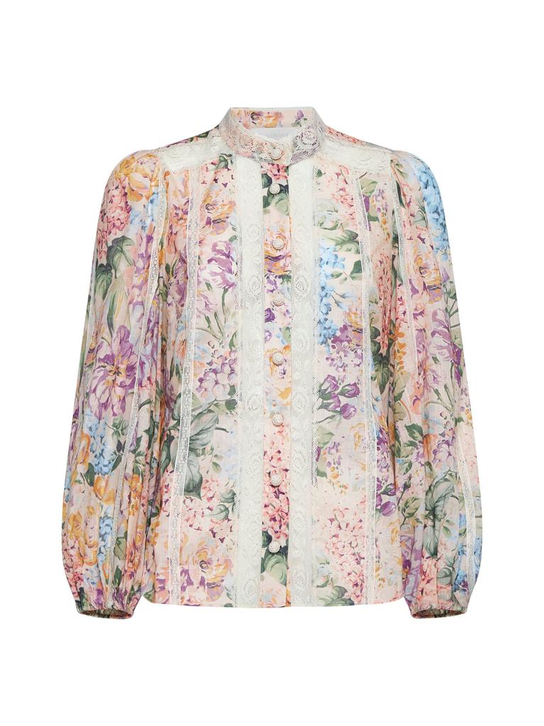 Zimmermann Halliday 蕾丝边饰花卉印花纯棉巴里纱衬衫 - Shirts