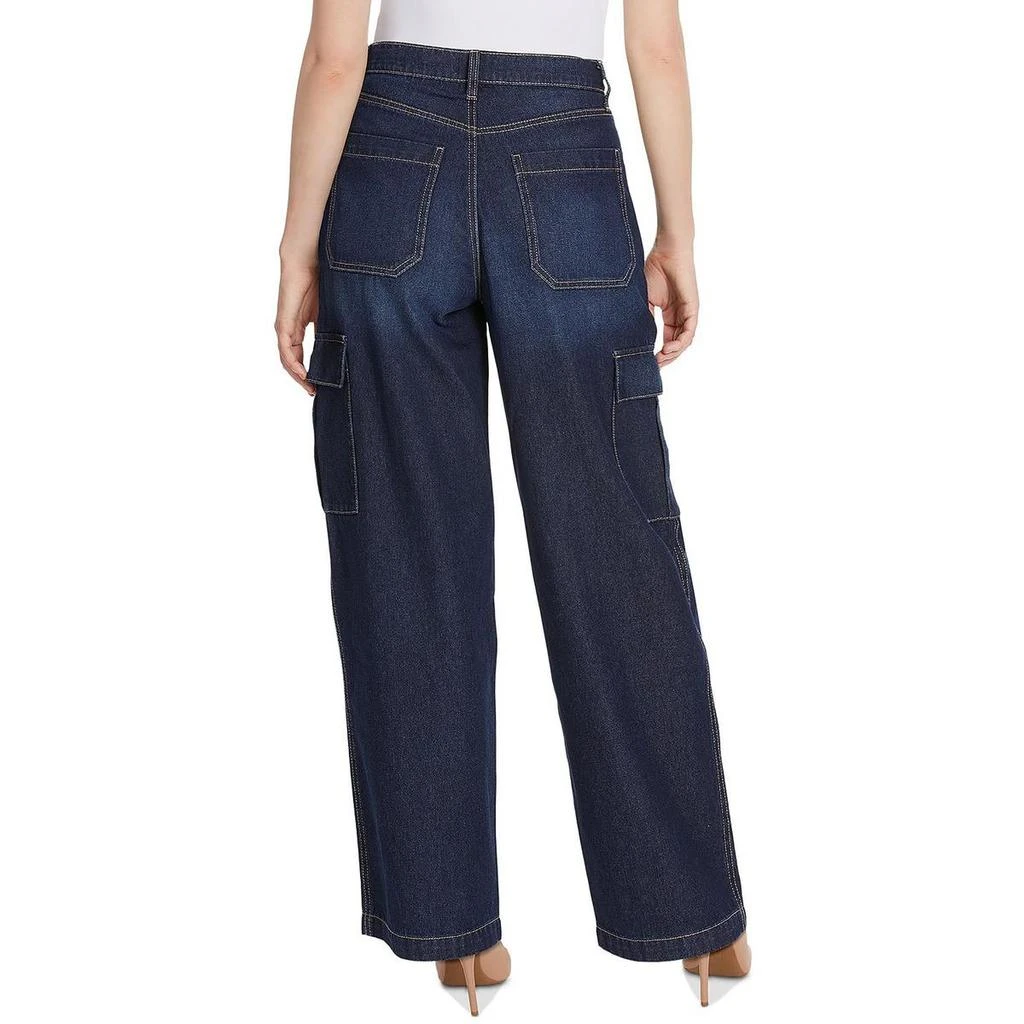 Jessica Simpson Jenna Womens High Rise Dark Wash Cargo Jeans 2