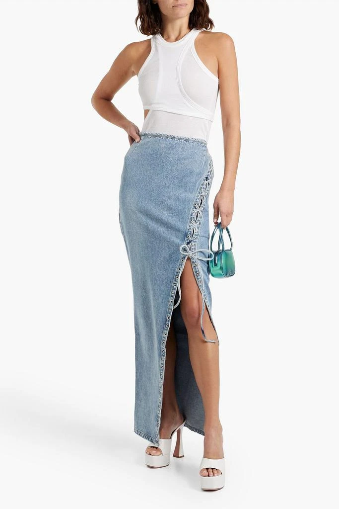 retrofête Zahlia lace-up denim maxi skirt 2