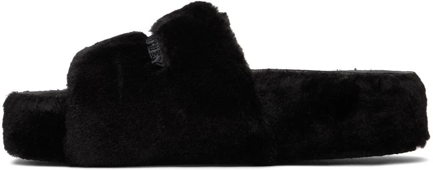 Stella McCartney Black Signature Fuzzy Slides 3