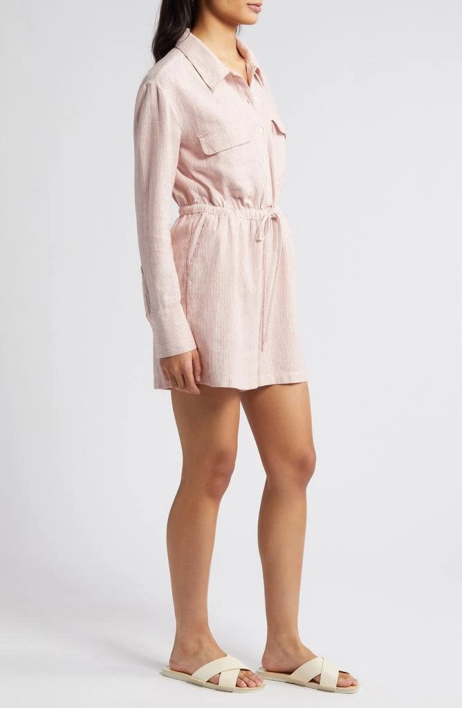 Caslon Stripe Long Sleeve Linen Blend Romper 3