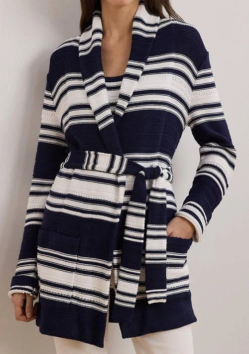 Ralph Lauren Ralph Lauren Striped Belted Cotton Blend Cardigan 3