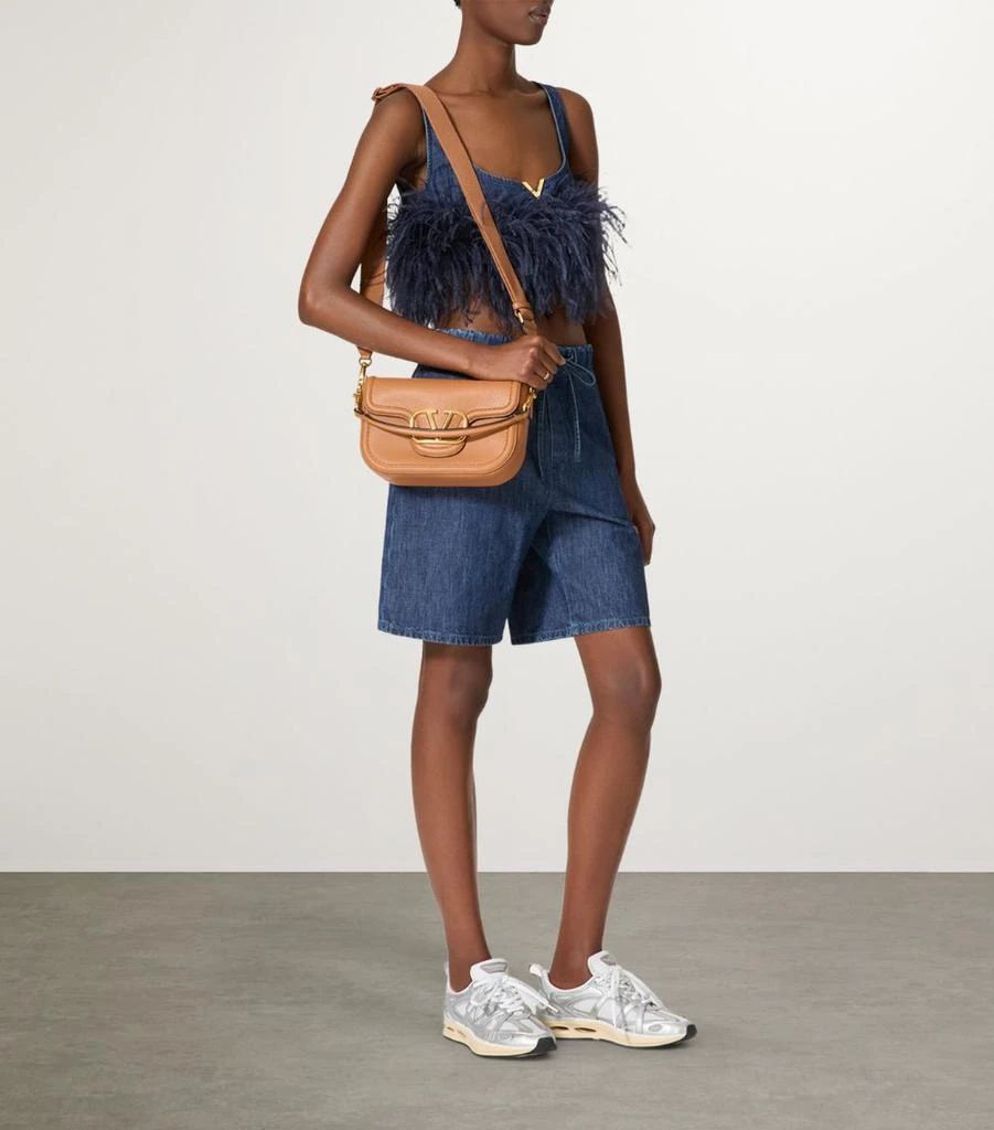 Valentino Denim Feather-Trimmed Crop Top 2