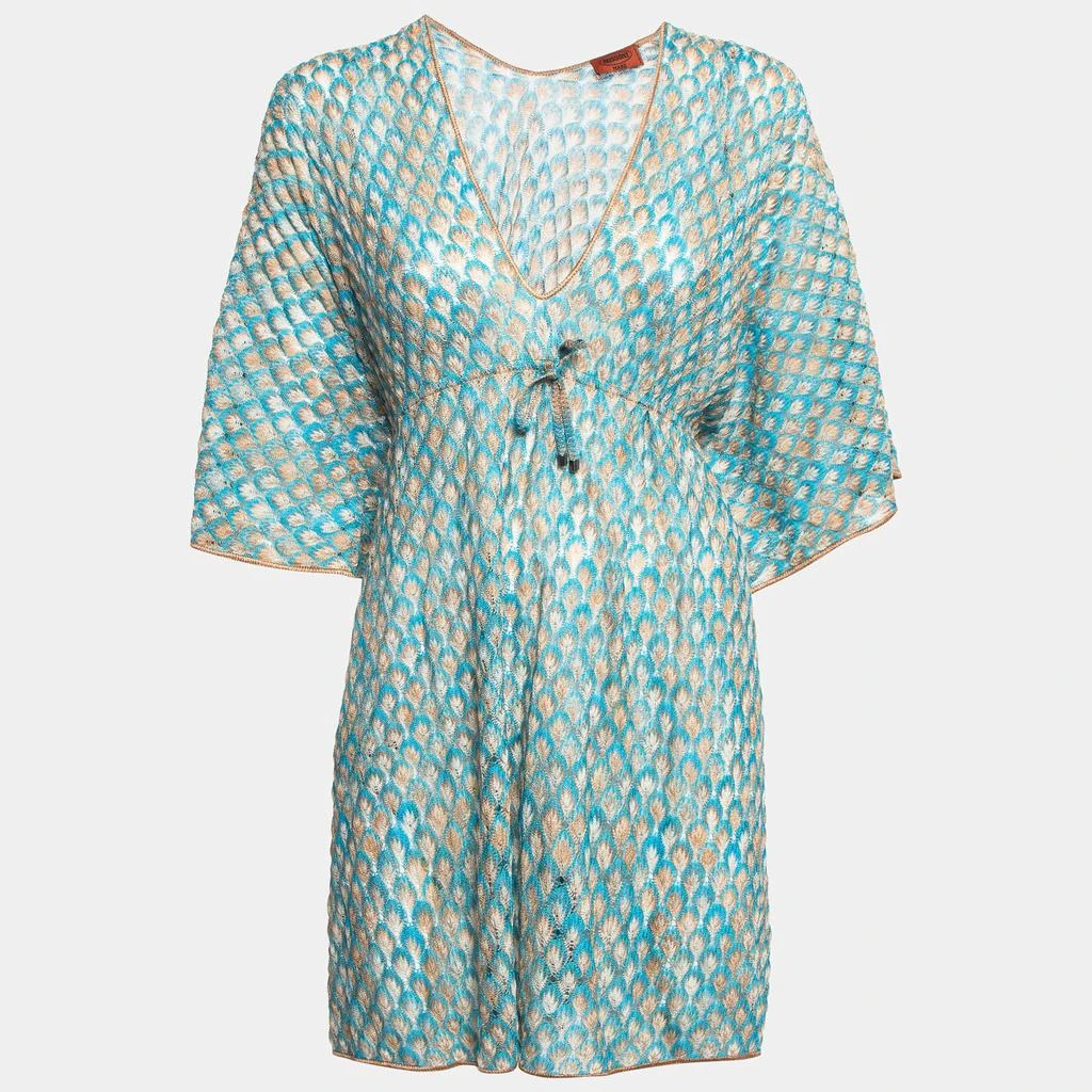 Missoni Mare Missoni Mare Blue Patterned Knit Cover-Up Kaftan Dress S 1