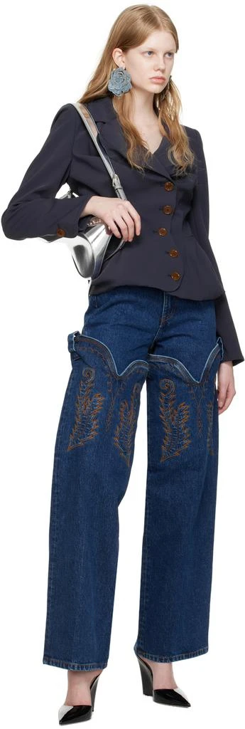 Y/Project Navy Cowboy High Cuff Jeans 4