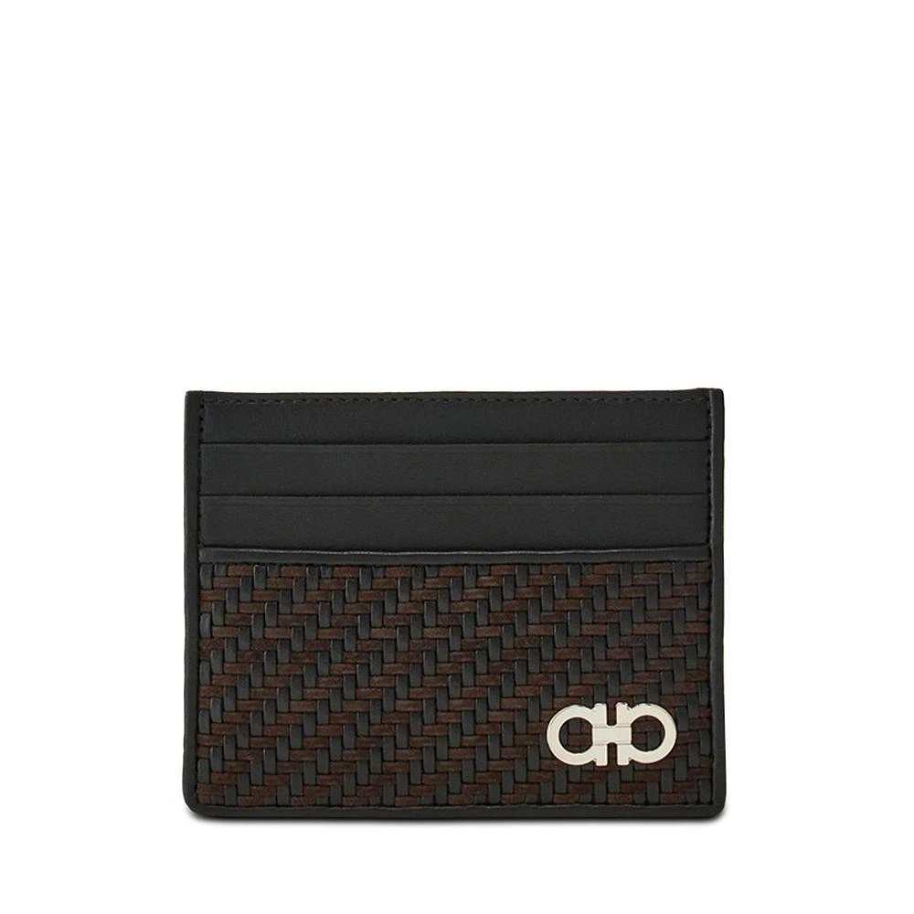 Salvatore Ferragamo Gancio Woven Leather Card Case 1