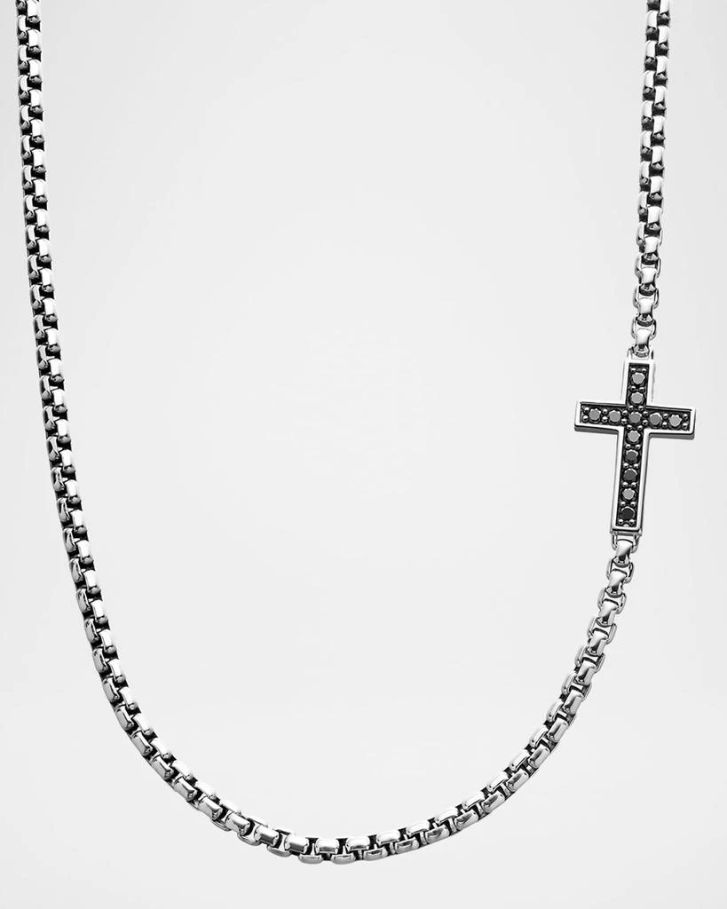David Yurman Men's Streamline Cross Station Necklace in Silver with Black Diamonds, 3.6mm, 20"L 1