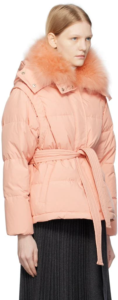 Yves Salomon Pink Belted Down Jacket 2