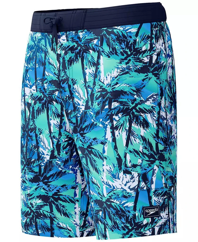 Speedo Men
s Hawaiian Sky Bondi Basin Palm Print Drawstring 9" Boardshorts 14