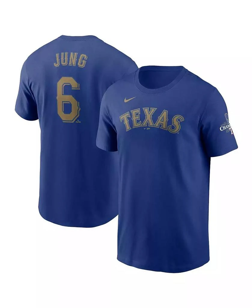 NIKE Men's Josh Jung Royal Texas Rangers 2024 Gold Collection Name Number T-Shirt 1
