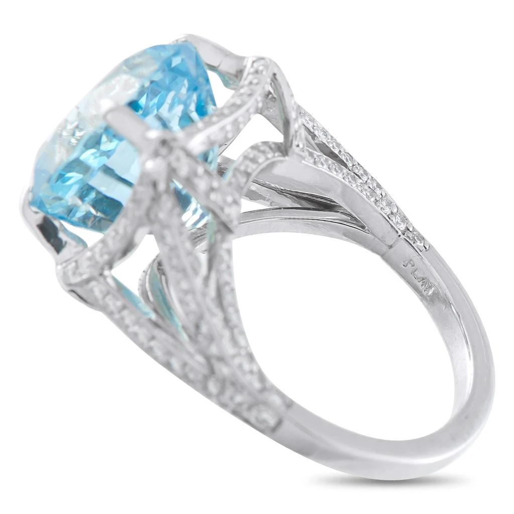 LB Exclusive Platinum 0.75ct Diamond and Aquamarine Ring MF39-122325 4